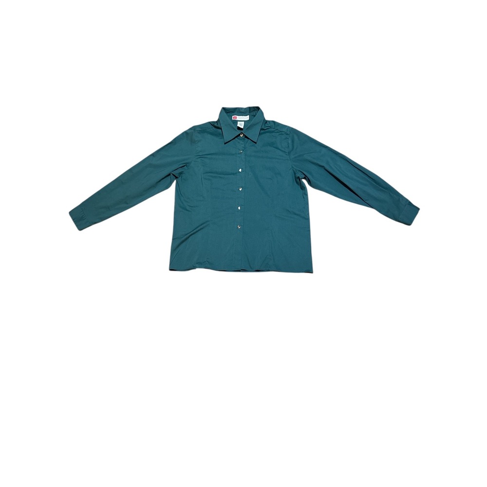LL Bean Traveler Long Sleeve Button Down Shirt Green Women's Size 16